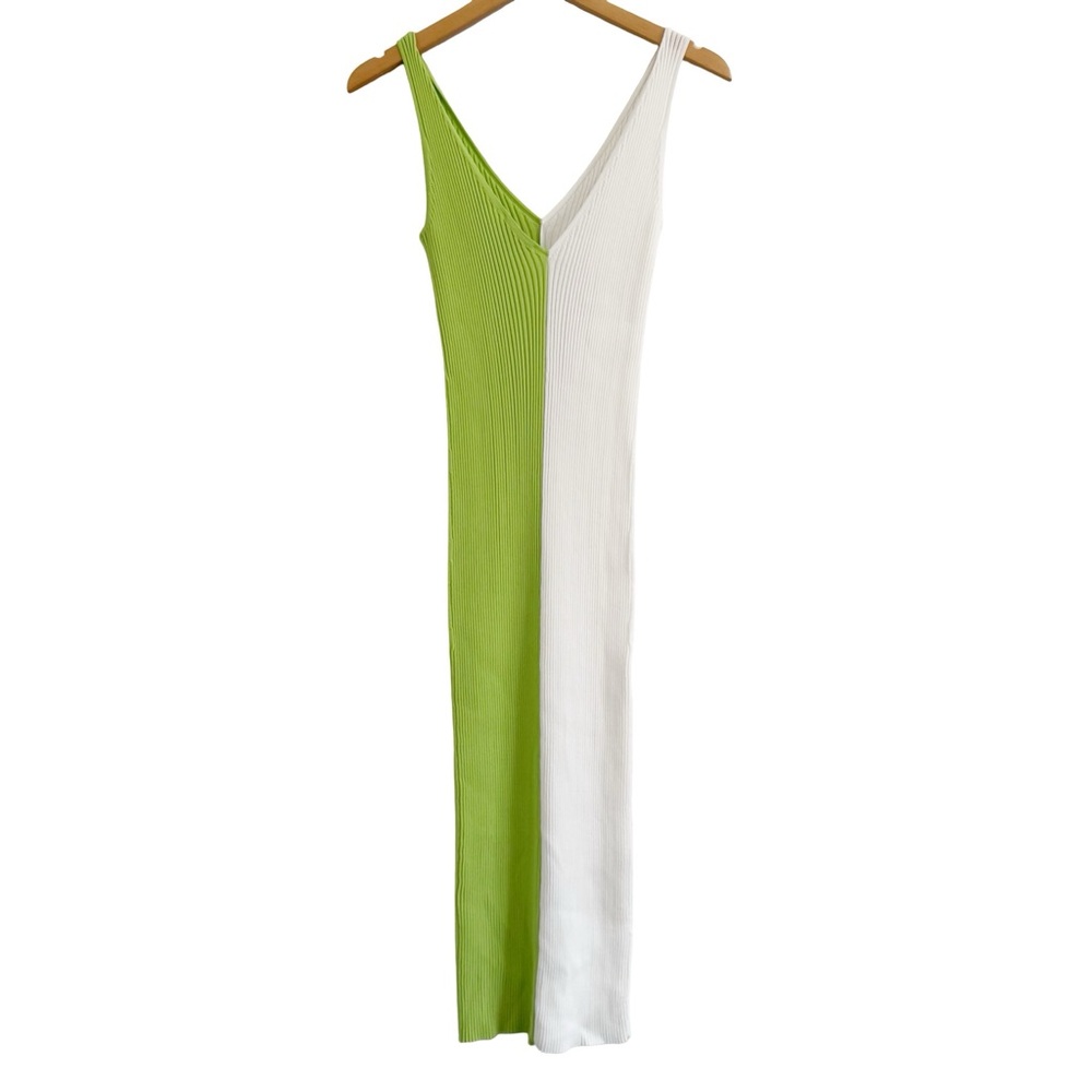 STAUD Dana Ribbed Colorblock Midi Dress NWOT Small - Picture 4 of 11